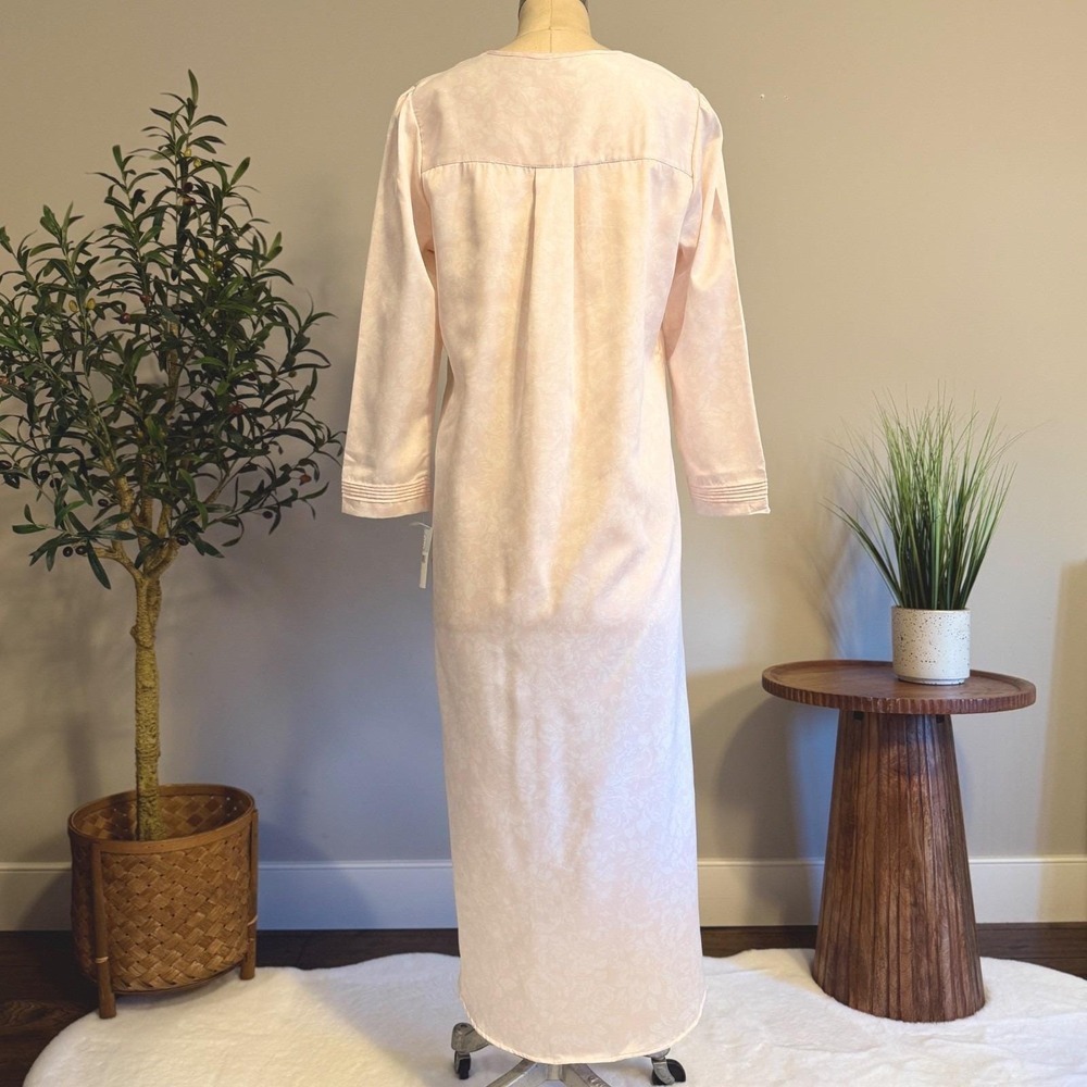Carole Hochman Nightgown Womens S Pink Satin Floral Long Sleeve Sleep Dress - Picture 7 of 13
